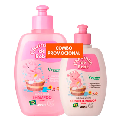 Combo Shampoo 430ml e Condicionador 210ml (Pink) Cheirinho de Bebê