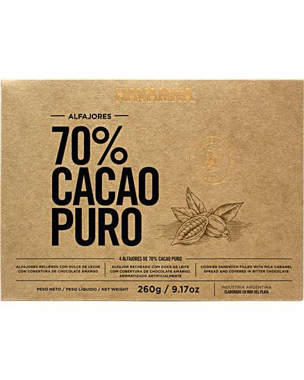 Havanna Alfajor Dulce de Leche Cob. Chocolate 70% Cacao 4 x 65g - BR Emporio