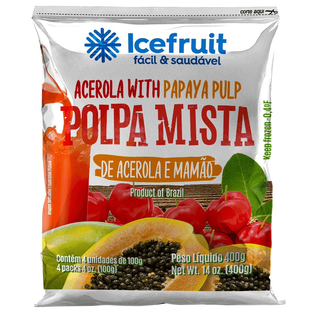 Ice Fruit Polpa de Acerola/Mamão 400g - BR Emporio
