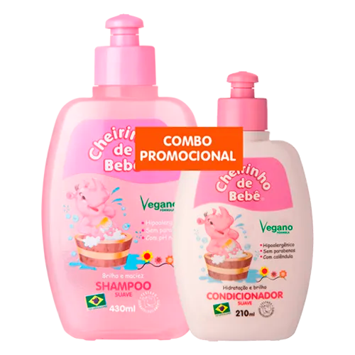 Combo Shampoo 430ml e Condicionador 210ml (Pink) Cheirinho de Bebê