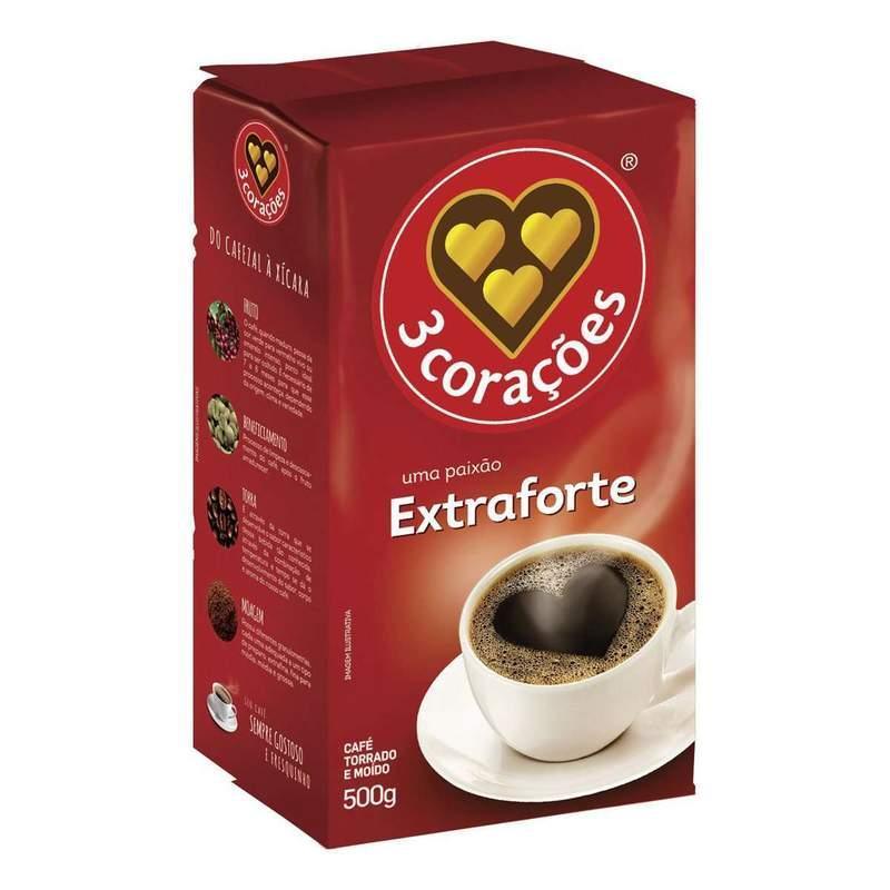 Café 3 Corações Extra Forte Vácuo  500g - BR Emporio
